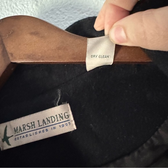 Marsh Landing Vintage Nautical Black Wool Blend Double-Breasted Coat Large - Picture 7 of 10